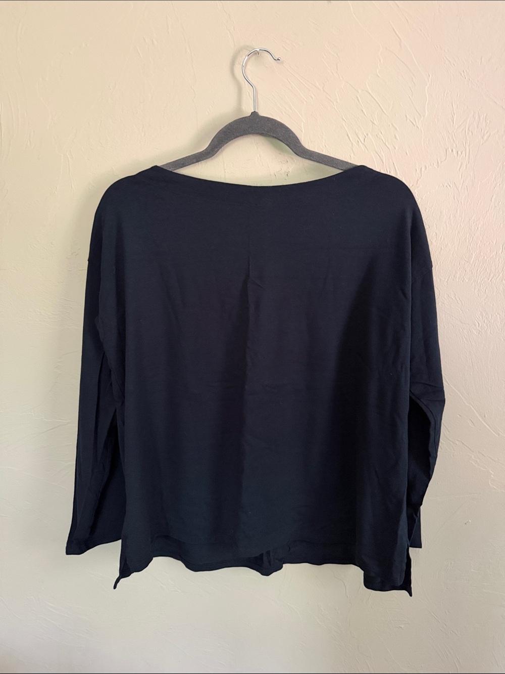 J Jill Luxe Supima Women's Navy Long Sleeve Boatneck Top